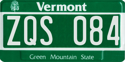 VT license plate ZQS084