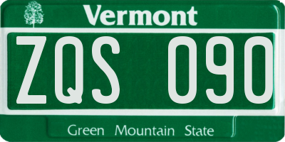 VT license plate ZQS090
