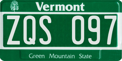 VT license plate ZQS097