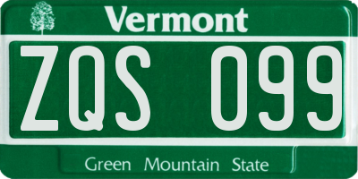 VT license plate ZQS099