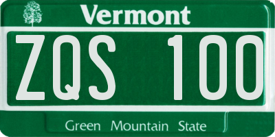 VT license plate ZQS100