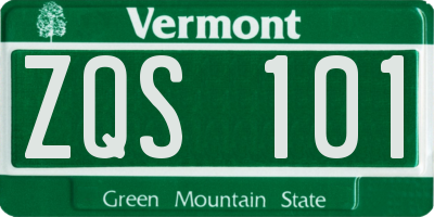 VT license plate ZQS101