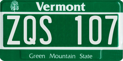 VT license plate ZQS107
