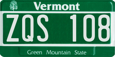 VT license plate ZQS108