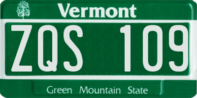 VT license plate ZQS109