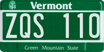 VT license plate ZQS110