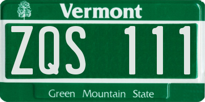 VT license plate ZQS111
