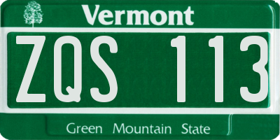 VT license plate ZQS113