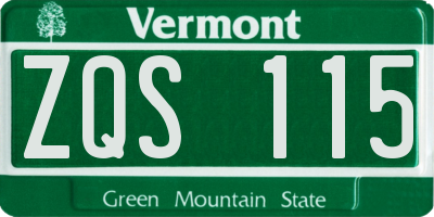 VT license plate ZQS115