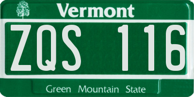 VT license plate ZQS116