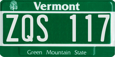 VT license plate ZQS117