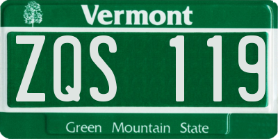 VT license plate ZQS119