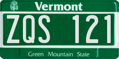 VT license plate ZQS121