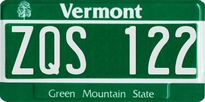 VT license plate ZQS122