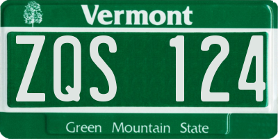 VT license plate ZQS124