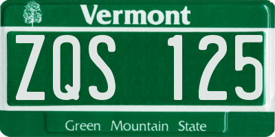 VT license plate ZQS125