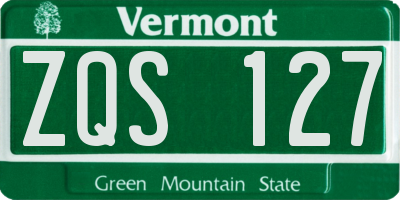 VT license plate ZQS127