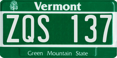 VT license plate ZQS137