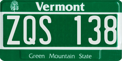 VT license plate ZQS138