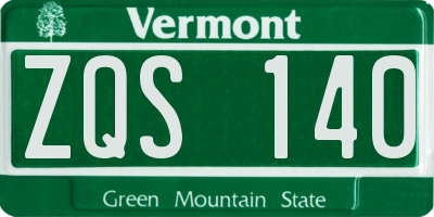 VT license plate ZQS140
