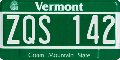 VT license plate ZQS142
