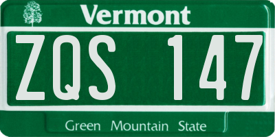 VT license plate ZQS147