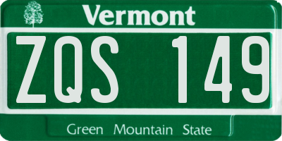 VT license plate ZQS149