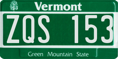 VT license plate ZQS153