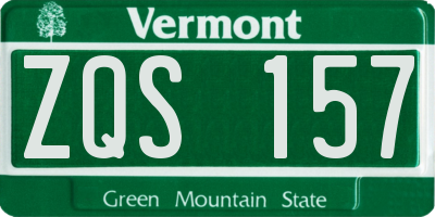 VT license plate ZQS157