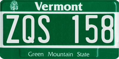VT license plate ZQS158