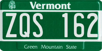 VT license plate ZQS162