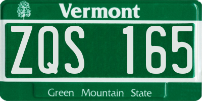 VT license plate ZQS165
