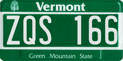 VT license plate ZQS166