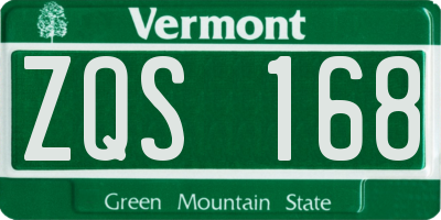 VT license plate ZQS168