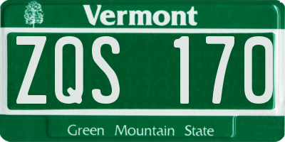 VT license plate ZQS170