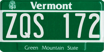 VT license plate ZQS172