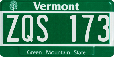 VT license plate ZQS173