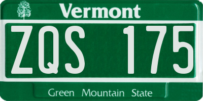VT license plate ZQS175