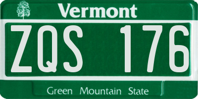 VT license plate ZQS176