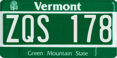 VT license plate ZQS178
