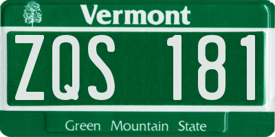 VT license plate ZQS181