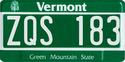 VT license plate ZQS183