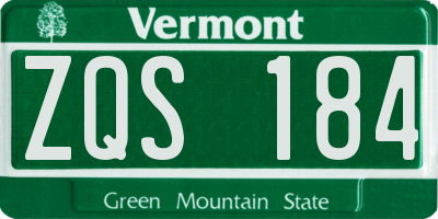 VT license plate ZQS184