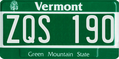 VT license plate ZQS190