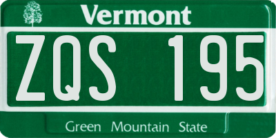 VT license plate ZQS195