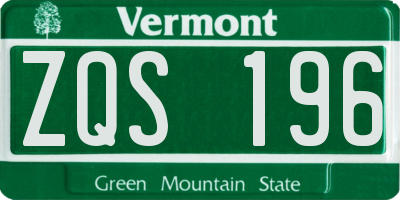 VT license plate ZQS196