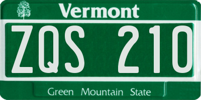 VT license plate ZQS210