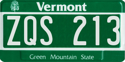 VT license plate ZQS213