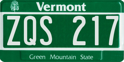 VT license plate ZQS217