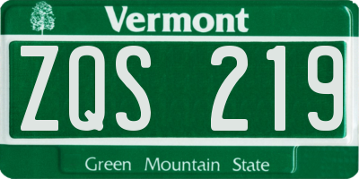 VT license plate ZQS219